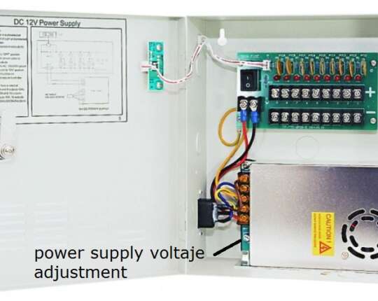 Advantage to use an adjustable voltage power supply on a CCTV installation.
