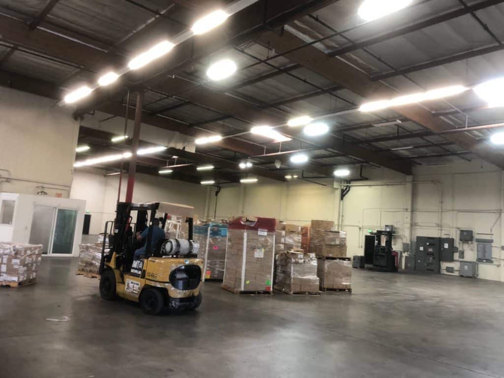 Security cameras on a warehouse