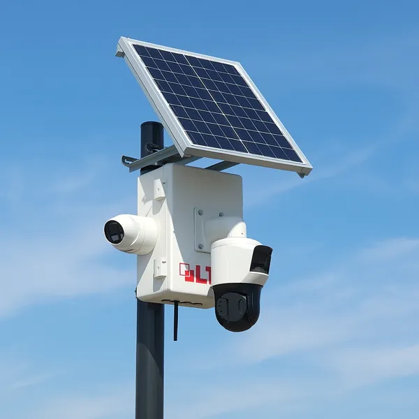Custom security camera system hardware attached to a post
