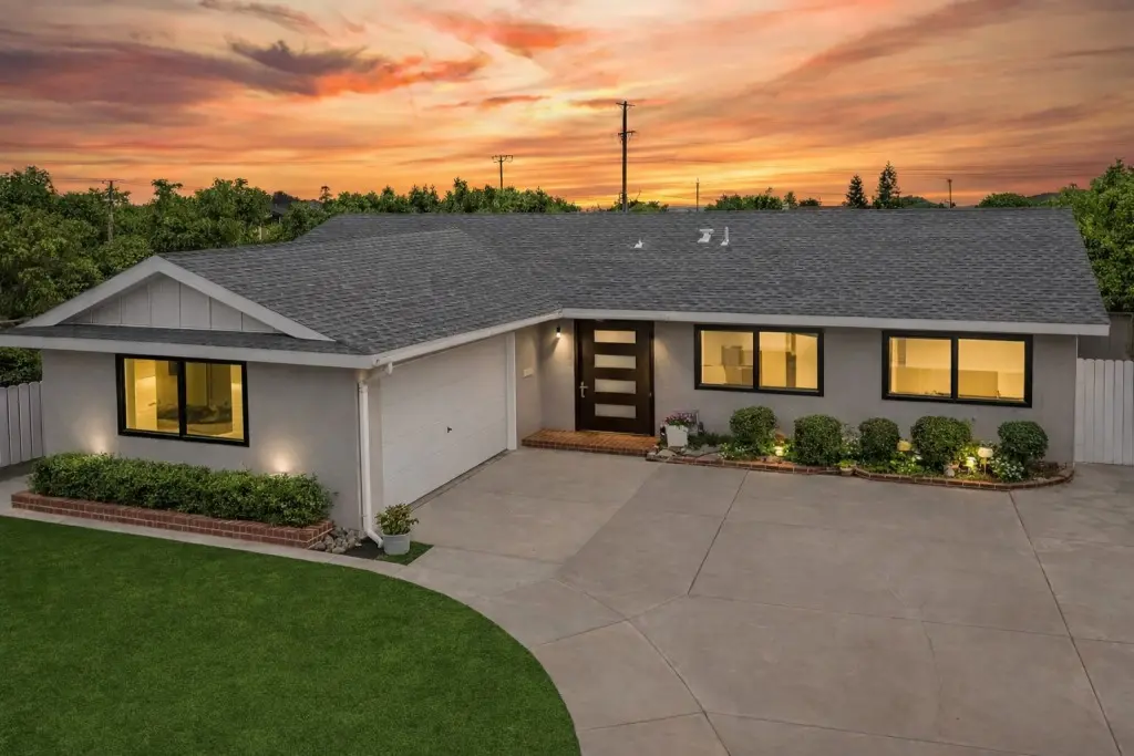 House in Cypress CA at sunset