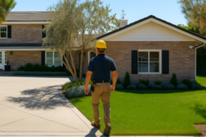 Installer arriving a house in Covina