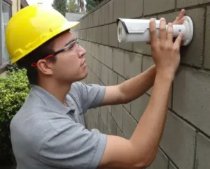 Security camera installer planning an security camera installation