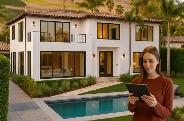 Lady getting remote viewing on La Habra Heights with tablet WebP