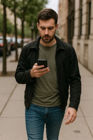 Man getting Remote viewing of security cameras