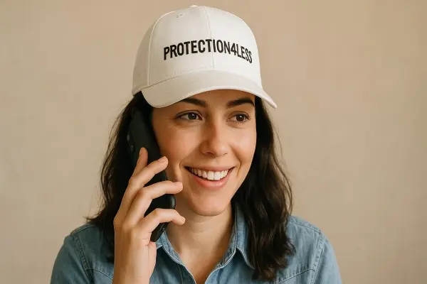 Receptionist with protection4less cap