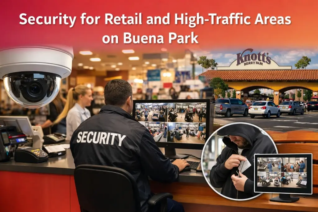 Security on retail and busy business on Buena Park