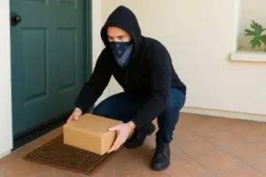porch pirate taking packages