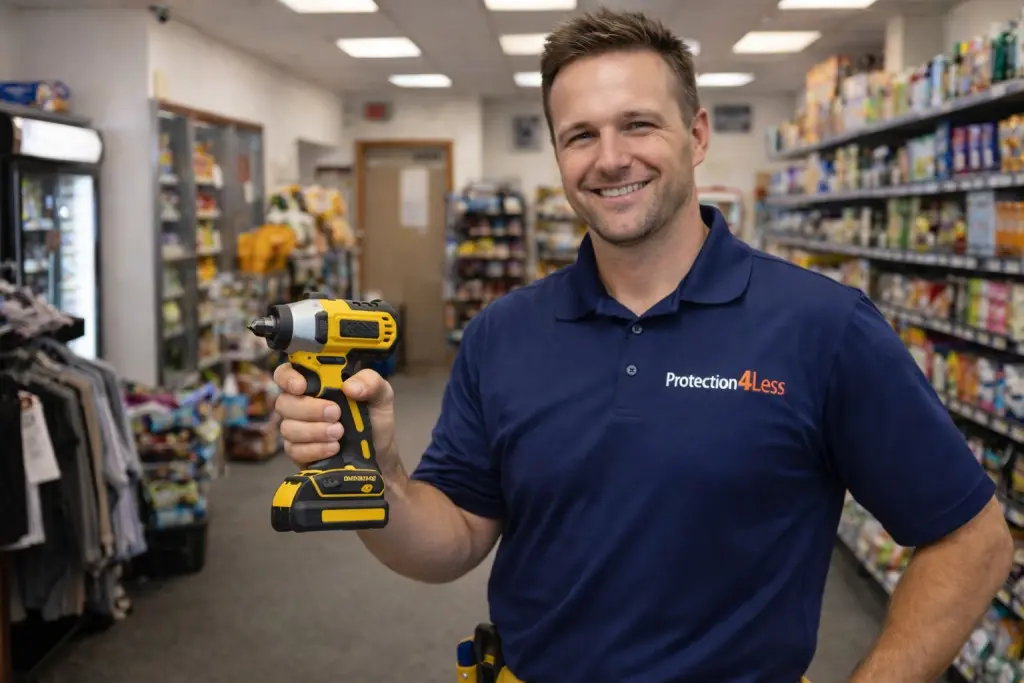 Installer holding an impact driver