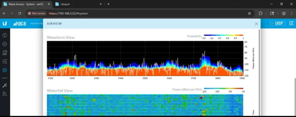 The picture shows the wireless interference present at the site