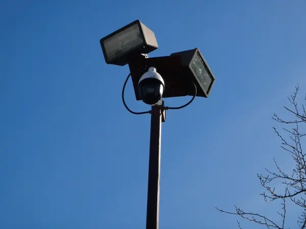 PTZ camera installed on a post on Santa Fe Springs CA