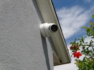 outdoor security camera installed along side of house for perimeter coverage in Whittier CA