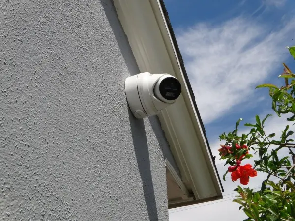 outdoor security camera installed along side of house for perimeter coverage in Whittier CA