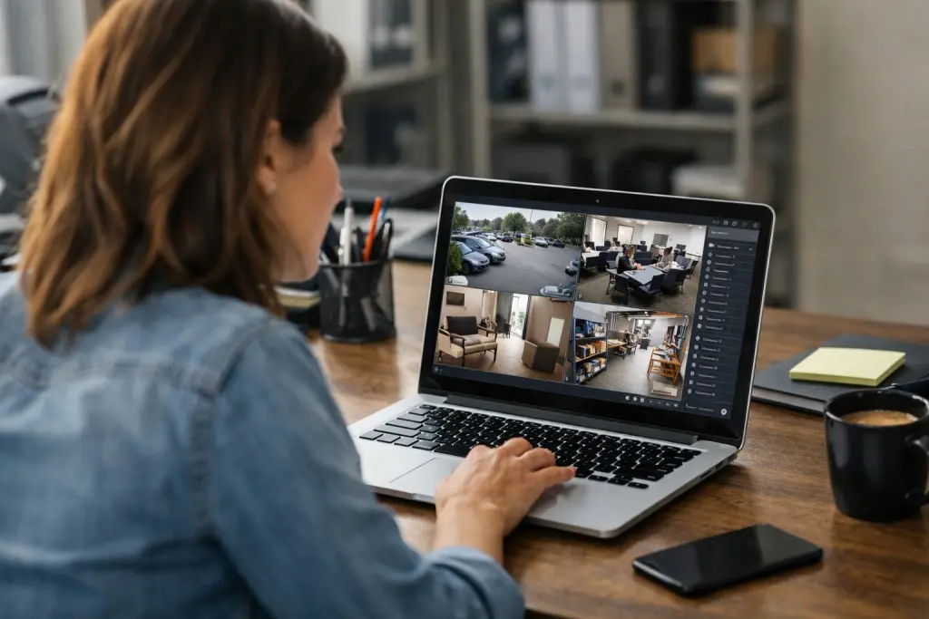 Remote viewing security camera system on laptop in Bell Gardens