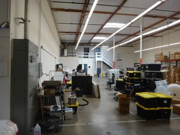 Security camera installation inside a warehouse in Garden Grove CA showing interior coverage