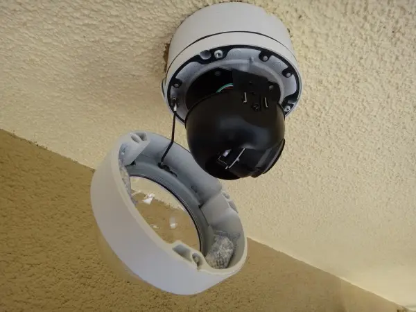 security camera installation in progress with dome camera open in Norwalk CA