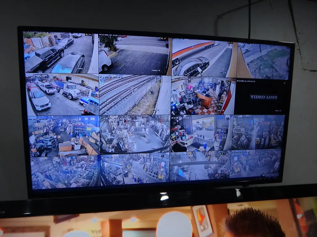 Commercial security camera system live view monitor with multiple cameras operating in Santa Fe Springs, CA