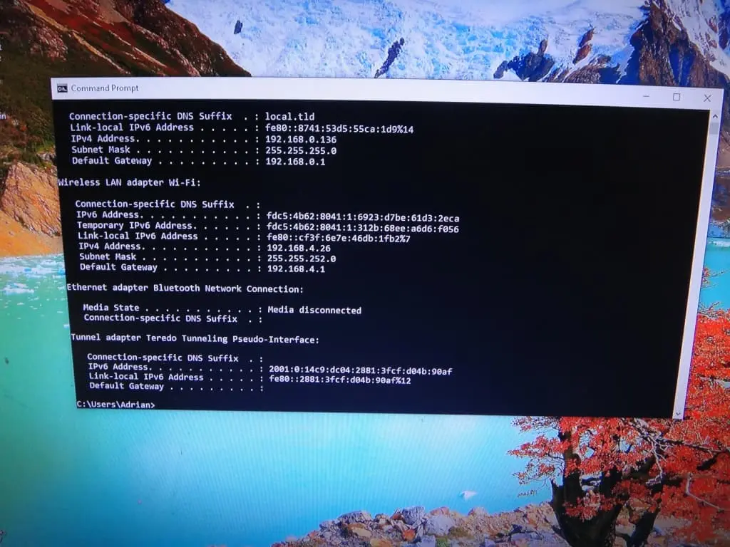 Computer using Windows CMD command to verify network settings for security camera remote viewing setup in City of Industry, CA
