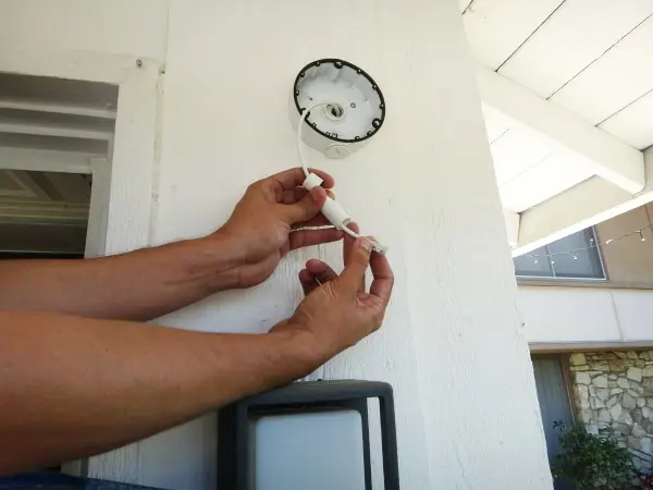 Garage camera cabling installation during residential security camera project in La Habra CA