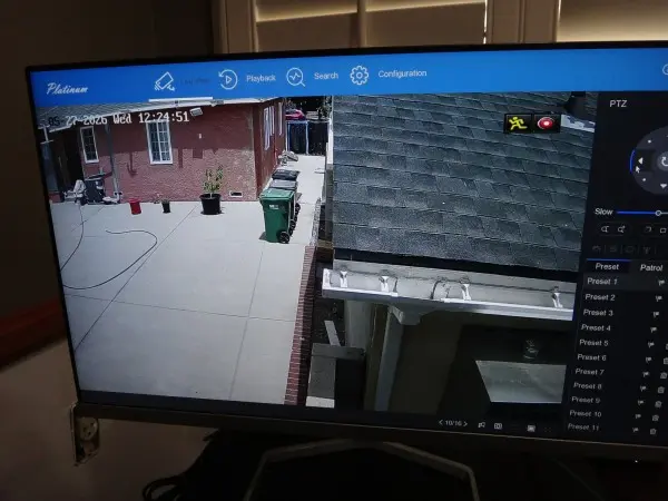Mini PTZ security camera live view displayed on monitoring system in Hacienda Heights CA