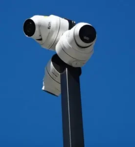 Pole-mounted security cameras installed for commercial property