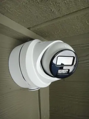 4K active deterrence security camera installed on a residential property in Lakewood CA
