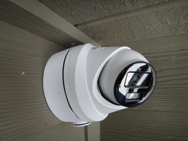 4K deterrence security camera installed to monitor warehouse entrances and loading areas in La Habra CA