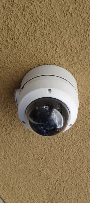 Outdoor dome security camera installed on a residential property in Pico Rivera CA