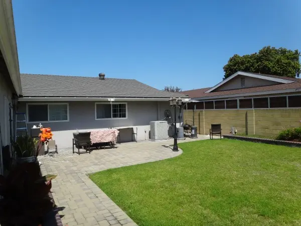 Backyard protected by a professionally installed 4K security camera system in Fullerton, CA