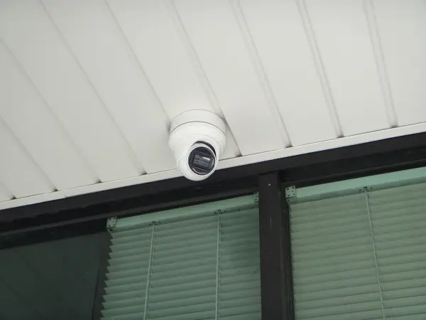 Commercial security camera installed on an office building in City of Industry