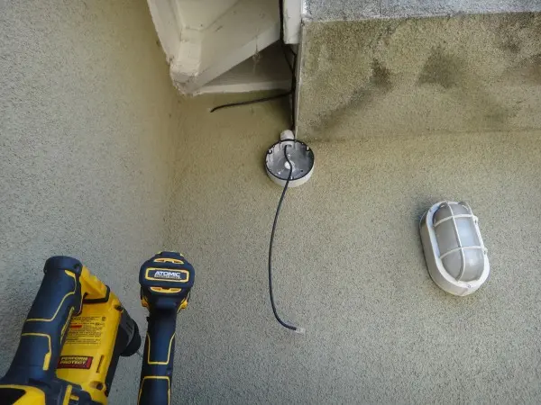 Junction box and Cat6 cable prepared for security camera installation in Pico Rivera, CA