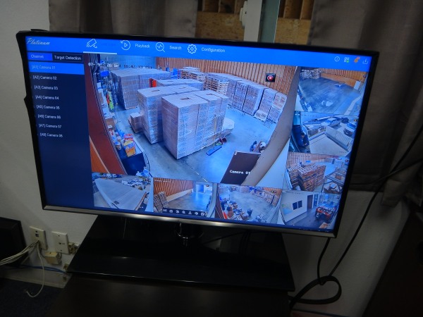 Live camera view displayed on the new DVR after a commercial security camera system upgrade in City of Industry, CA.