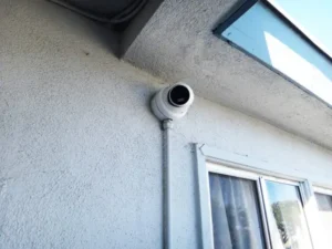 Security camera installed on second level of apartment building in South Gate, CA